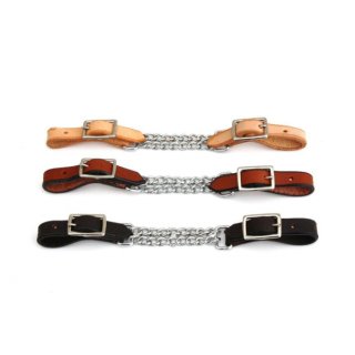"EE Tack" - Kinnkette - doppelt - US Leder - 3 Farben mittelbraun