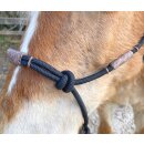 Knotenhalfter mit edlen Rohhaut-Details – schwarz
