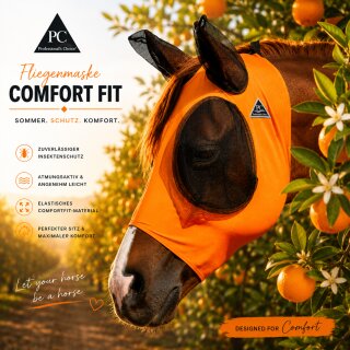 Comfort Fit Fliegenmaske ORANGE  mit Ohrenschutz – Professional’s Choice