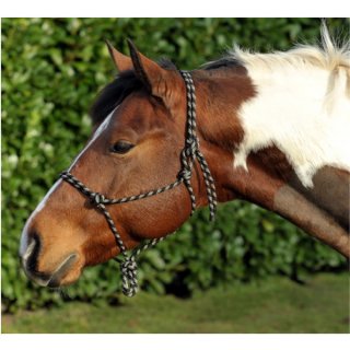 HKM Knotenhalfter schwarz/beige Pony