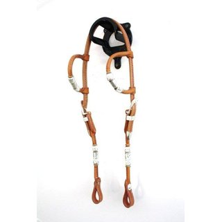 EE Tack - HERM. OAK LEATHER - Silver Buckle & Roller - Zweiohrtrense