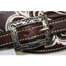 Westernsporenriemen aus US-Leder – dunkelbraun mit Punzierung & Buckles