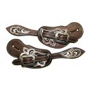 Westernsporenriemen aus US-Leder – dunkelbraun mit...