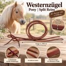 Westernzügel PONY aus Leder – Split Reins 180 cm x 13 mm, rotbraun