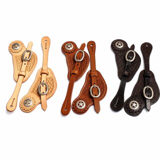 Profiline Western Sporenriemen aus US-Leder mit Concho – breit punziert