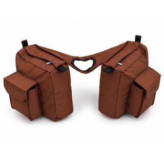 Western Horn Satteltasche aus Nylon – 4 Taschen, Braun